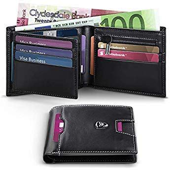 Contacts Cartera Bifold De Cuero Genuino Para Hombre Con Doble