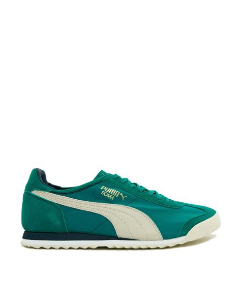 Lyst Puma Roma Slim Nylon Trainers In Green For Men