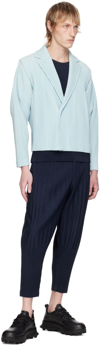 Homme Pliss Issey Miyake Blue Tailored Pleats Blazer Homme Plisse