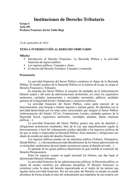 Instituciones de Derecho Tributario La Hacienda Pública y la