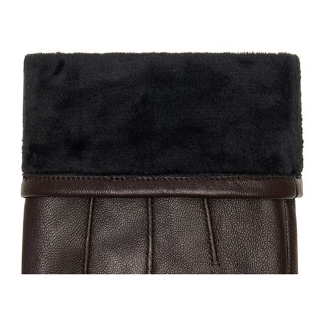 Black Leather Gloves Warm Fleece Lining Touchscreen Capability Dark Brown Schwartz And Von