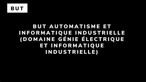 But Automatisme Et Informatique Industrielle Domaine G Nie Lectrique