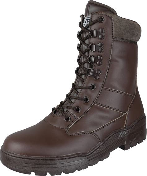 Savage Island Brown Full Leather Side Zip Army Patrol Combat Boots