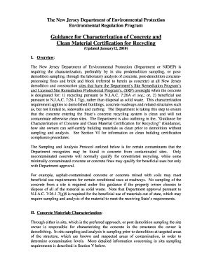 Fillable Online Nj Guidance For Characterization Of Concrete And Clean