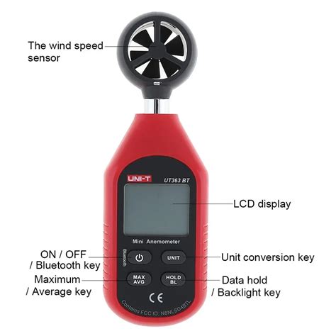 Uni T Ut Bt Lcd Display Mini Portable Precision Anemometer With