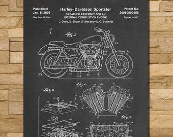 Art Prints Depicting Harley Davidson Patents Set Of Etsy Harley