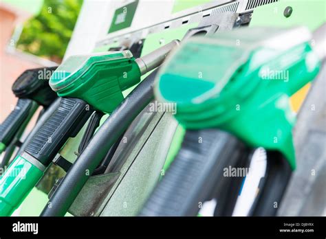 Petrol Pumps At A Petrol Station Displaying Petrol And Diesel Pumps