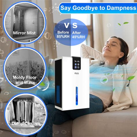 Snapklik.com : PSOS Dehumidifiers, 98 OZ Dehumidifiers For Basement, Quiet Dehumidifier For Home