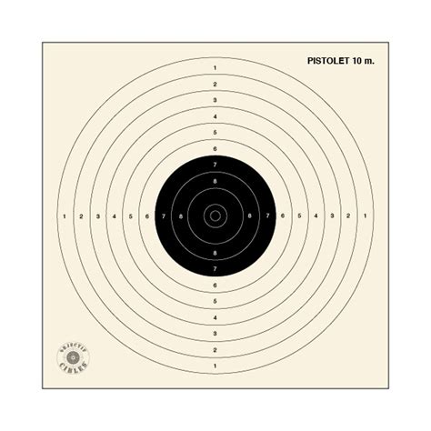 Cibles de tir sportif pour le pistolet à 10m aux normes ISSF carton