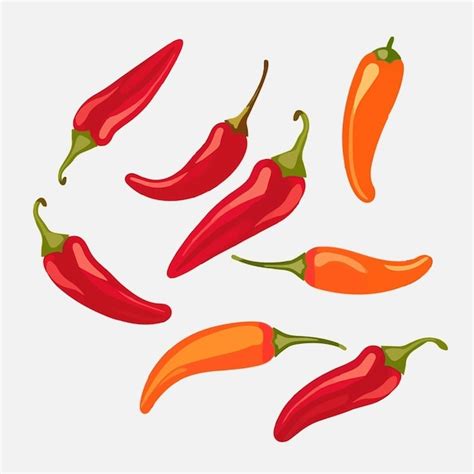 Un Colorido Conjunto De Ilustraciones Vectoriales Con Pimientos Chili