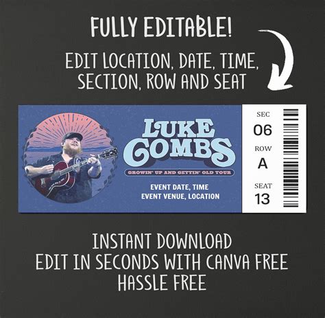 Luke Combs Tour Ticket Growin Up And Gettin Old Tour Luke