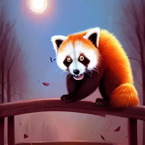 Beautiful Red Panda On A Bridge By Cyril Rolando Stable Diffusion