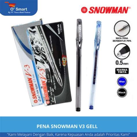 Jual SNOWMAN Pulpen V3 Gel Hitam Biru Sekolah Kantor Di Seller O