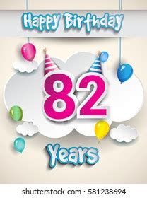 82nd Birthday Celebration Design Clouds Balloons Stock Vector (Royalty Free) 581238694