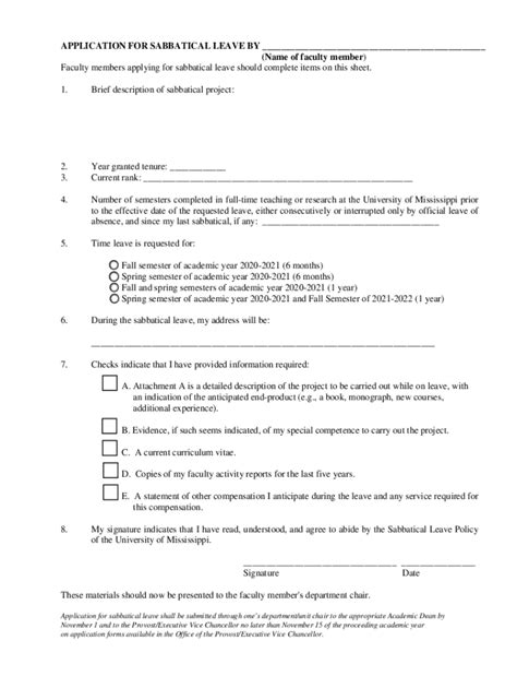 Fillable Online Application For Sabbatical Leave Cover Sheet Fax Email