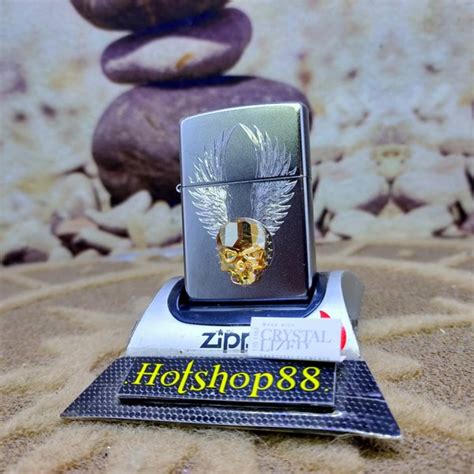 Jual Zippo Original Gold Skull With Crystal Lized Di Lapak