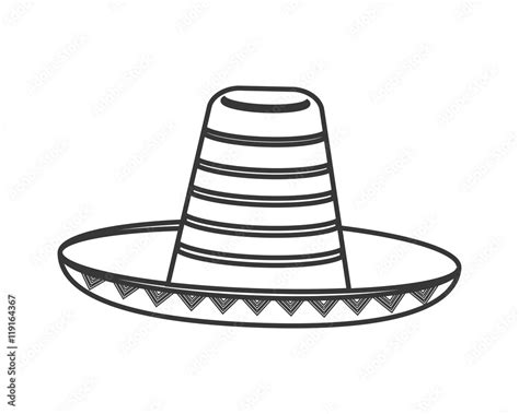 Flat Design Mexican Hat Sombrero Icon Vector Illustration Stock Vector