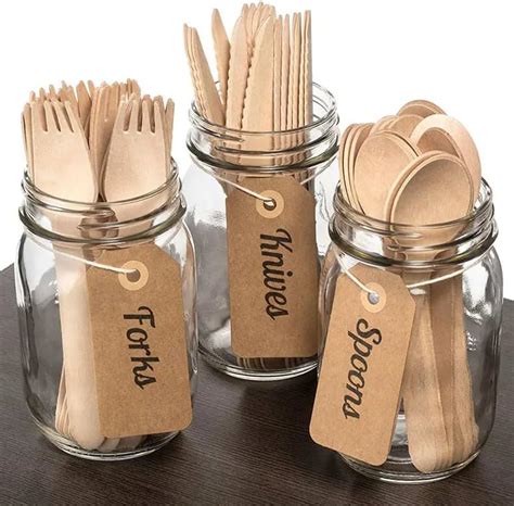 HOT BARGAINS 300pcs Wooden Cutlery Set Disposable Biodegradable 100