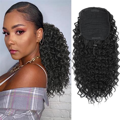 Amazon Aeyab Curly Ponytail Extension Drawstring Ponytail For