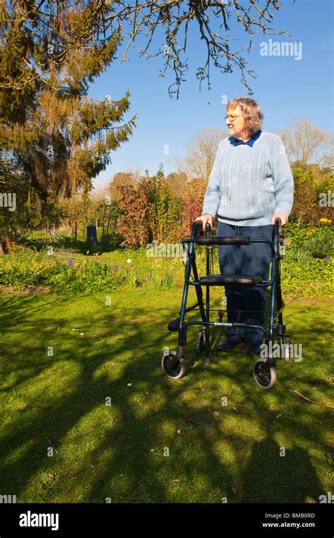 A Model Released Picture Of An Elderly Woman With Her Rollator