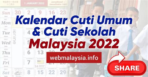 Kalendar Cuti Umum Cuti Sekolah Malaysia Jom Semak Web