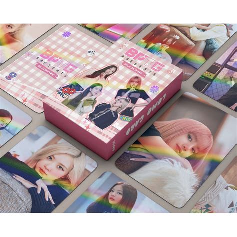 50 55pcs BLACK PINK Laser Holographic Lomo Cards 7th Anniversary Album