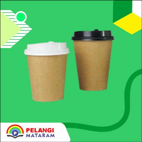 Jual HOT PAPER CUP 12 Oz POLOS WARNA COKLAT GELAS KERTAS TAHAN PANAS Lid Hitam 12oz Kota