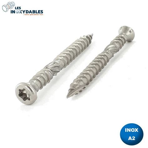 Vis terrasse 5x50 tête fraisée réduite Torx double filet INOX A2