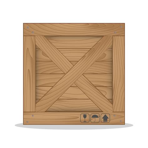 Caja de madera y símbolo frágil Vector Premium