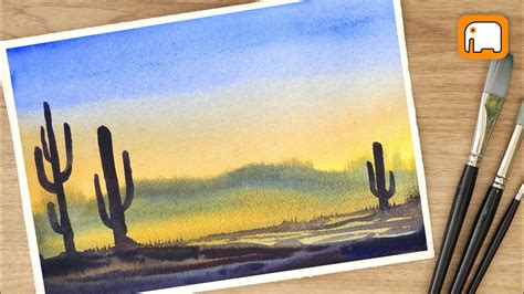 5 Minute Watercolor Painting For Beginners Saguaro Cactus Desert