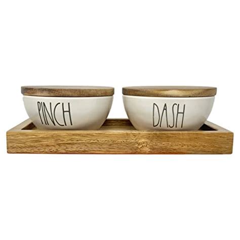 Rae Dunn By Magenta 3 Piece PINCH DASH Ceramic LL Salt Pepper Cellar