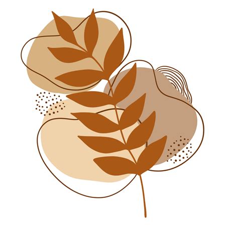 Autumn leaves illustration. Boho Aesthetic. Minimalist Style. 15736596 PNG