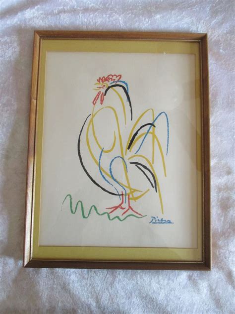 Vintage Picasso Print Vintage Picasso Rooster Print Matted And Framed