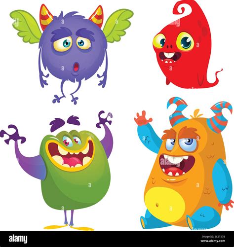 Monsters Mignon De Dessin Animé Ensemble De Monstres De Dessin Animé