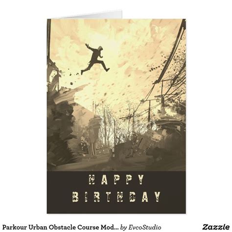 Parkour Urban Obstacle Course Modern Sepia Card Zazzle Parkour