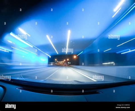 Fast driving on the car at night Stock Photo - Alamy