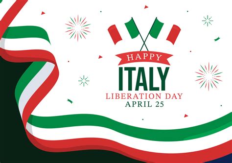 Italia liberación día ilustración con fiesta celebrar en abril 25 y ola