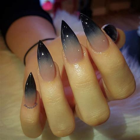 Black To Clear Ombre Stiletto Nails Goth Nails Stiletto Nails Designs Witchy Nails