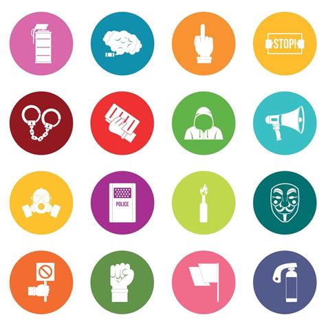 Protest Icons Many Colors Set 8605270 Vector Art At Vecteezy