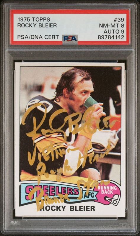 Rocky Bleier Rc 1975 Topps Auto Bronze Star Purple Heart Vietnam Ins Psa 8 Ebay