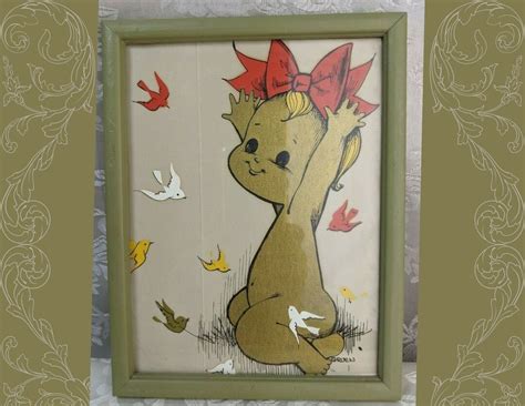 Vintage Chuck Gruen Litho Naked Baby Bow Mid Century HTF Signed Metallic Gold Etsy
