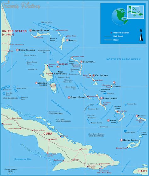 Bahamas Map - Travel - Map - Vacations - TravelsFinders.Com