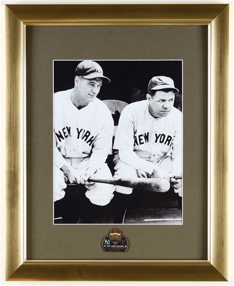 Babe Ruth And Lou Gehrig Yankees Custom Framed Photo Display With Official 1927 World Series Pin