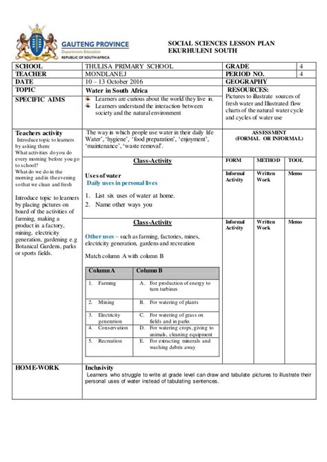 Grade 7 Maths Lesson Plans Term 1