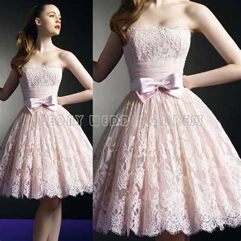 Cute Short Strapless Pink Lace Homecoming Dress Pleat Cheap Homecoming