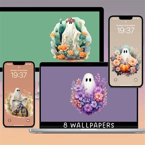 Cute Ghosts HALLOWEEN DESKTOP WALLPAPER Ghosts Wallpapers 4K - Etsy