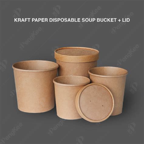 Oz Ml Kraft Paper Disposable Soup Bucket Lid Cm S X Pkt