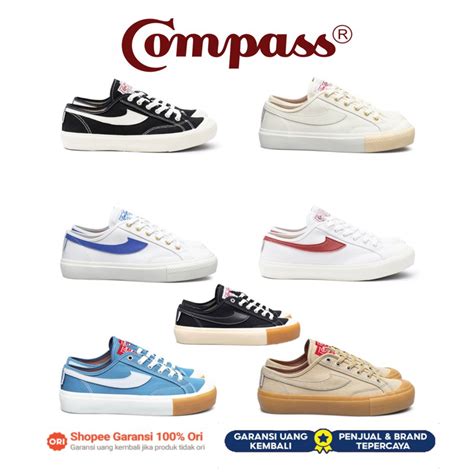 Jual ORIGINAL Sepatu Compass Gazelle Low Black White White Red White