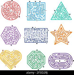 Platz Labyrinth Vorlage Labyrinth Puzzle Spiel Vector Pattern Stock