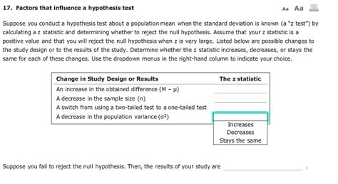 Solved Factors That Influence Hypothesis Test Aa Suppose You Conduct